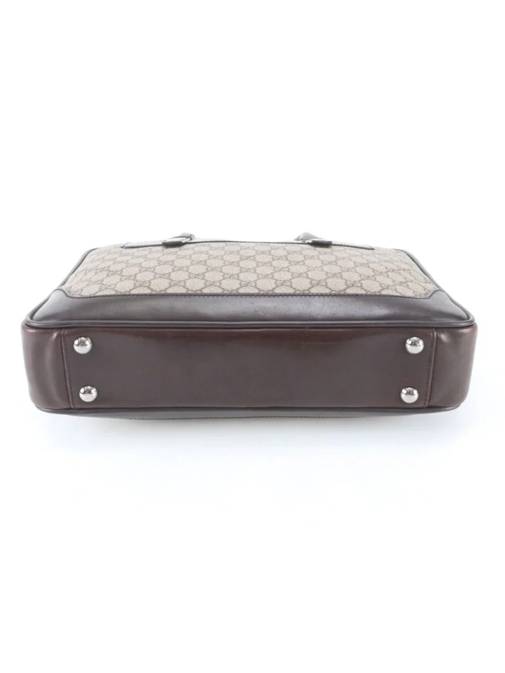 Gucci GG Supreme Leather Business Document Briefcase Brown